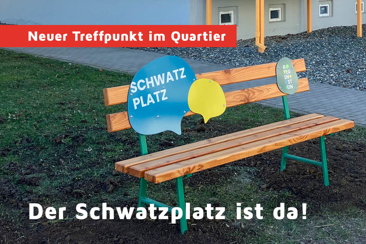 Neue Sitzbank als „Schwatzplatz“ im Quartier Regenstein in Blankenburg – Treffpunkt für Gespräche und nachbarschaftliches Miteinander im Wohnumfeld.