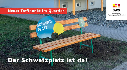 Neue Sitzbank als „Schwatzplatz“ im Quartier Regenstein in Blankenburg – Treffpunkt für Gespräche und nachbarschaftliches Miteinander im Wohnumfeld.