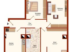 Freundliche 3-Raum-Wohnung im Stadtzentrum zu vermieten!
