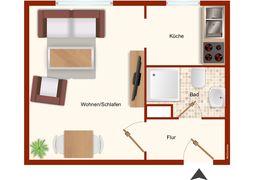 Freundliche 1-Raum-Wohnung mit Einbauküche zu vermieten!